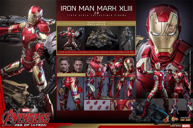 Hot Toys Iron Man Mark XLIII 2.0 Deluxe Avengers AoU 1/6 Figure 2027