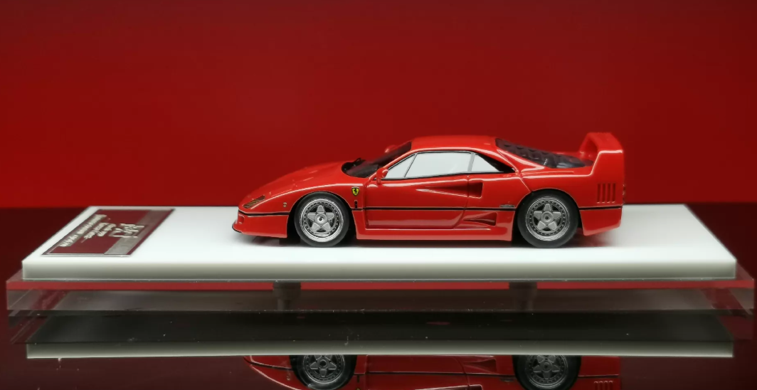 MY64 1/64 Ferrari F40 Rosso Corsa Silver Wheels Resin Model