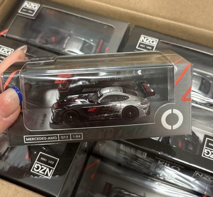 KILO Works x NZG 1/64 Mercedes-AMG GT3 EVO Presentation Black Silver
