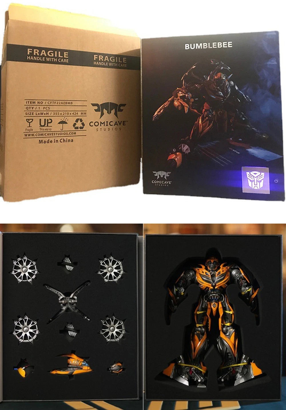 1/18 Bumblebee Alloy Action Figure 35cm Joint Movable Double Headed LED Version