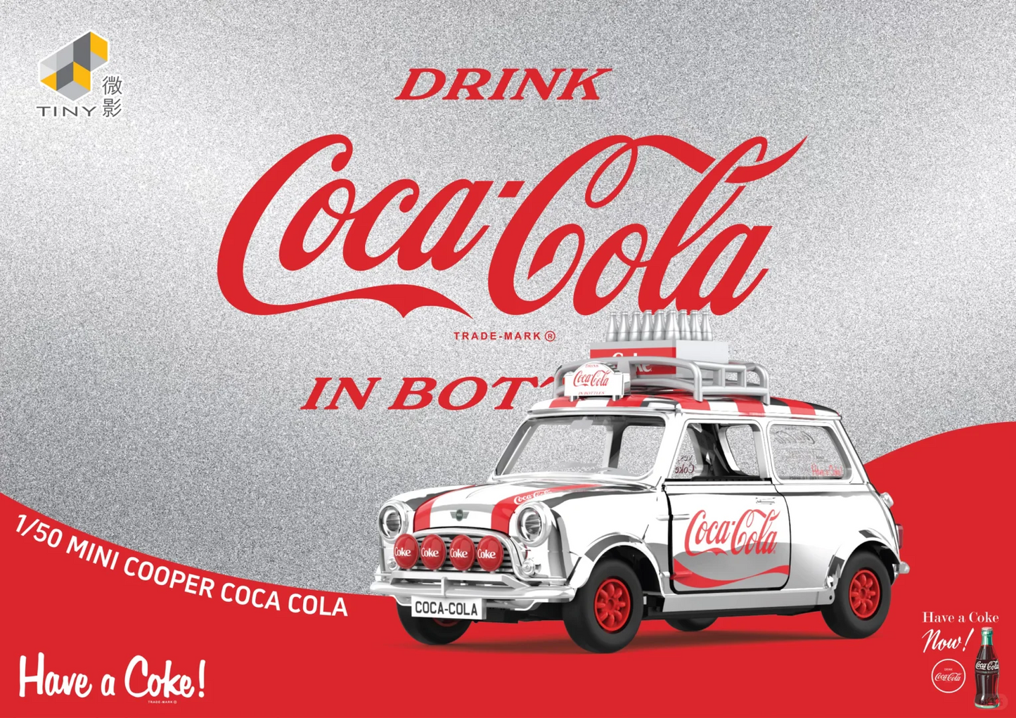 1/50 Mini Cooper Coca Cola Diecast Car Model Classic Coke Collectible