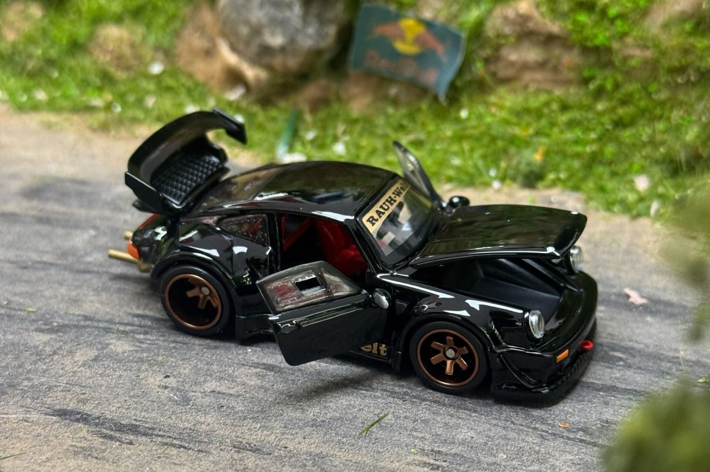 FG Model RWB 930 Porsche Black Full Open 1/64 Diecast Car New