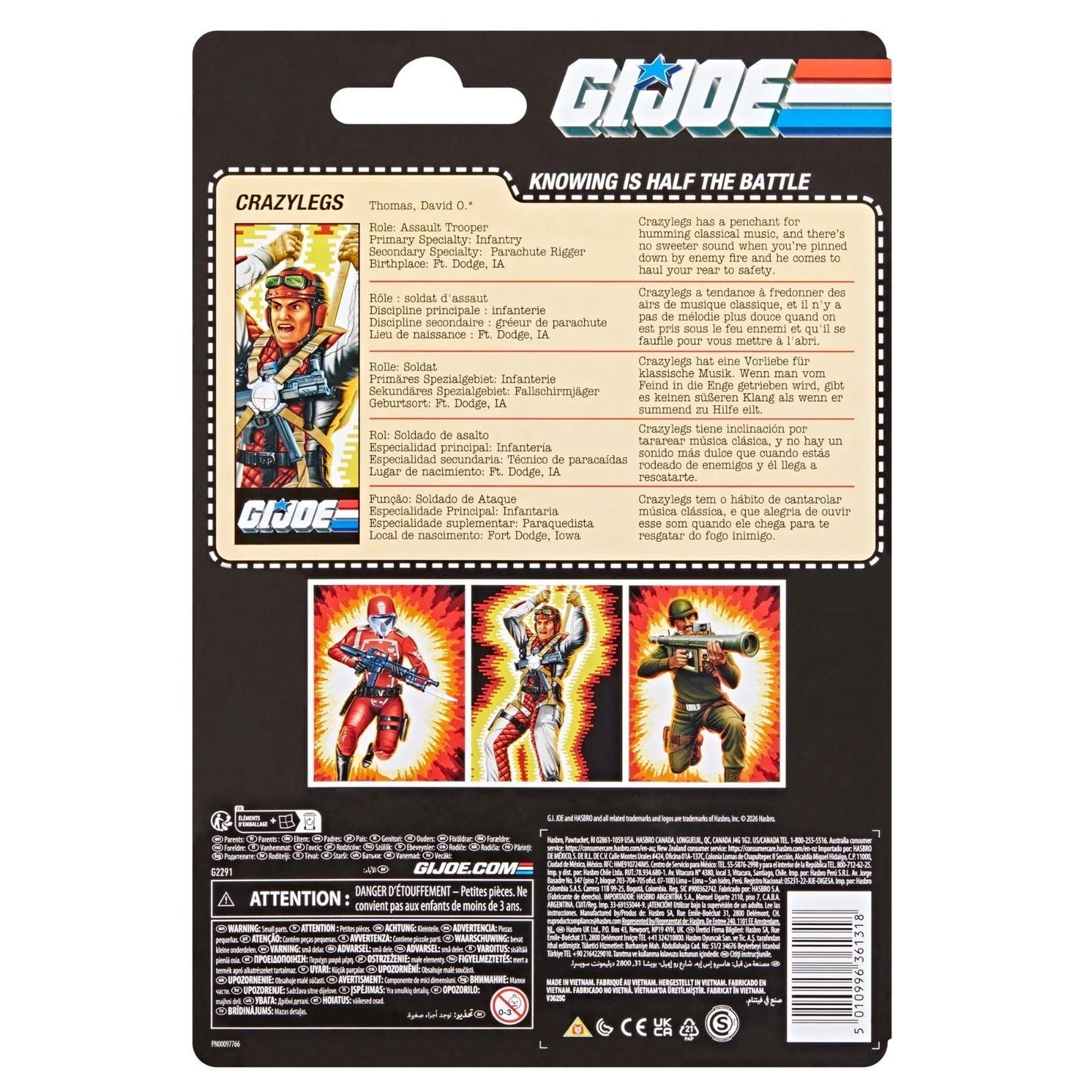 GI Joe Classified Retro Crazy Legs (David Thomas) Paratrooper Figure Hasbro New