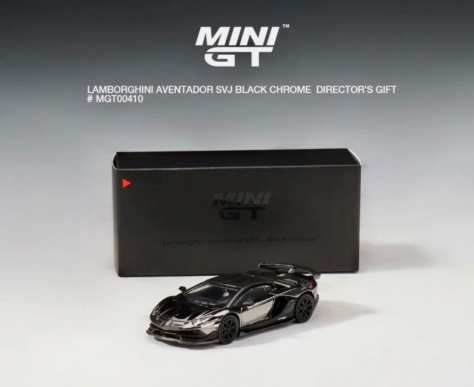 MINI GT 1/64 No.410 Lamborghini Aventador SVJ Black Chrome Director's Gift