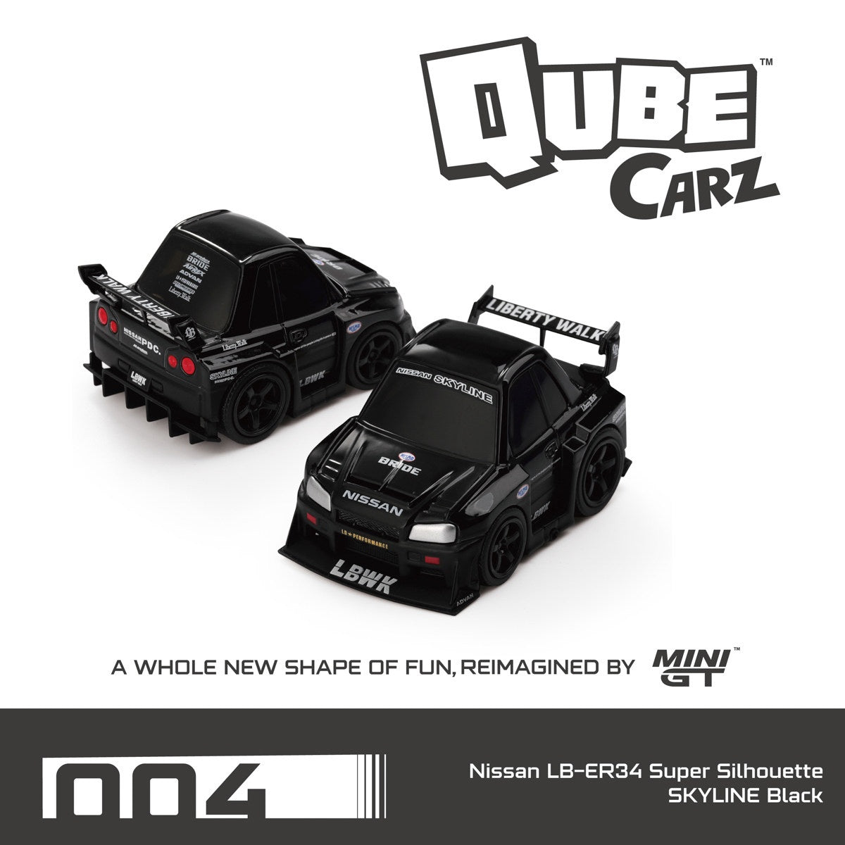 MINIGT QubeCarz 1/64 Nissan Skyline GT-R R32 LBWK Black 004 Preorder