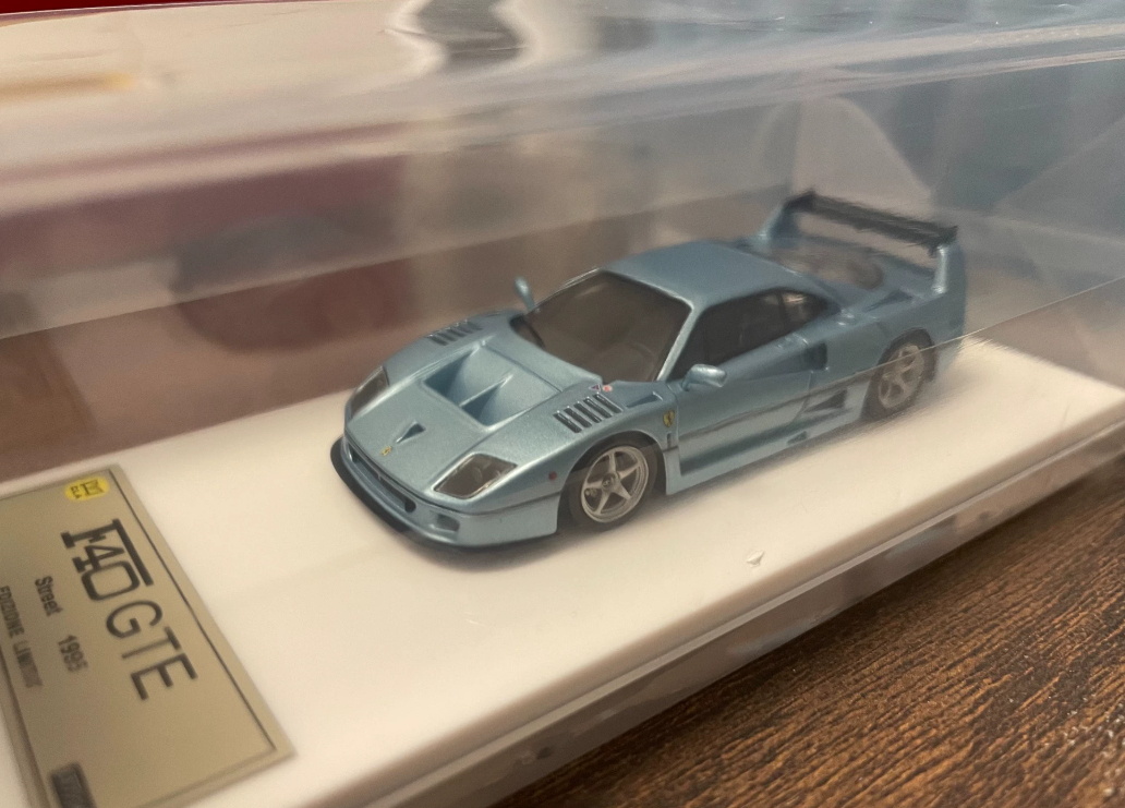 DMH 1:64 Ferrari F40 GTE Ice Blue Resin Model