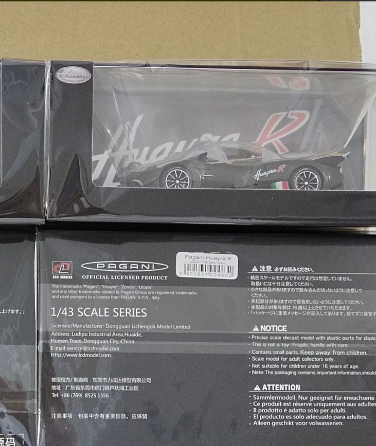 LCD 1/43 Pagani Huayra R Full Open Alloy Black Carbon HEC Beijing Edition