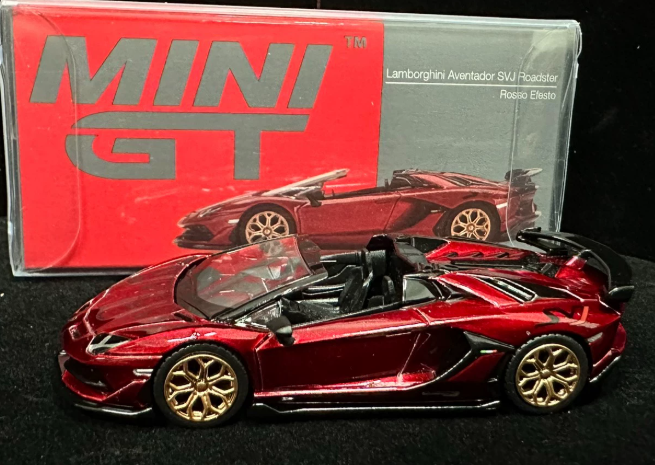 MINI GT 1:64 Lamborghini Aventador SVJ Roadster Rosso Efesto Limited Diecast