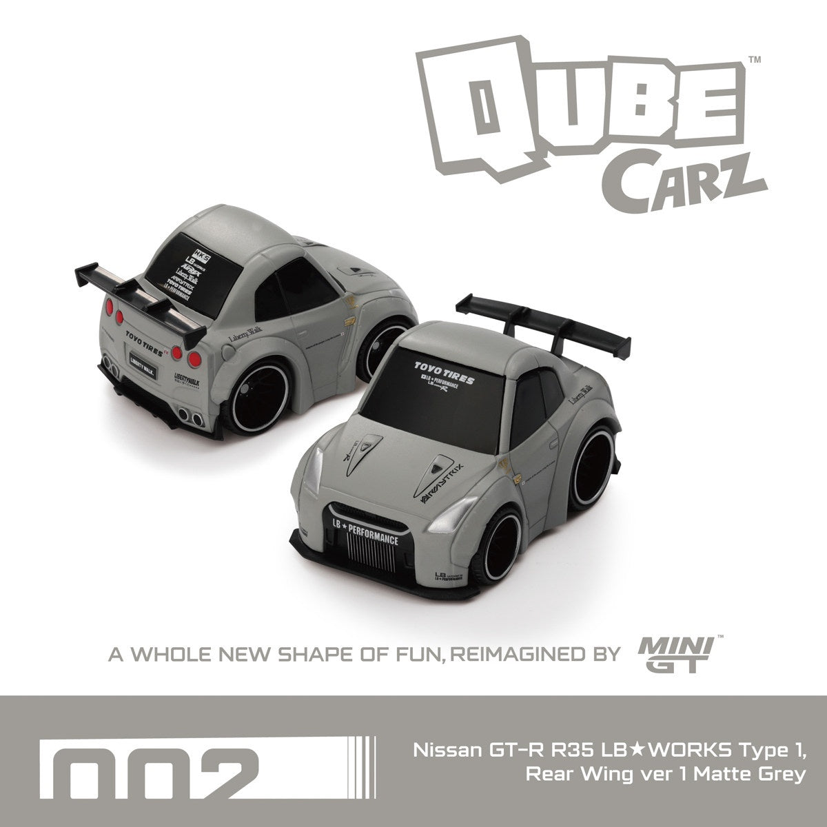 MINIGT QubeCarz 1/64 Nissan GT-R R35 LB Works Type 1 Matte Grey 002 Preorder
