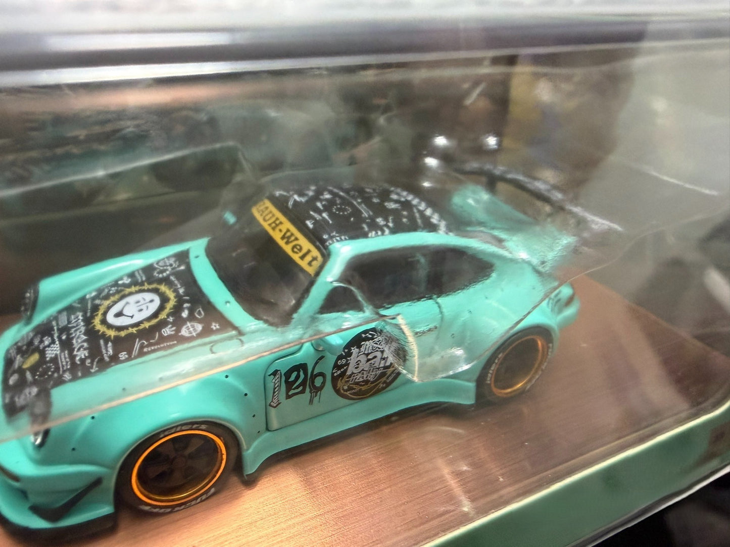 PGM 1/64 Porsche 930 RWB Tiffany Blue Smile Livery Limited 1500pcs