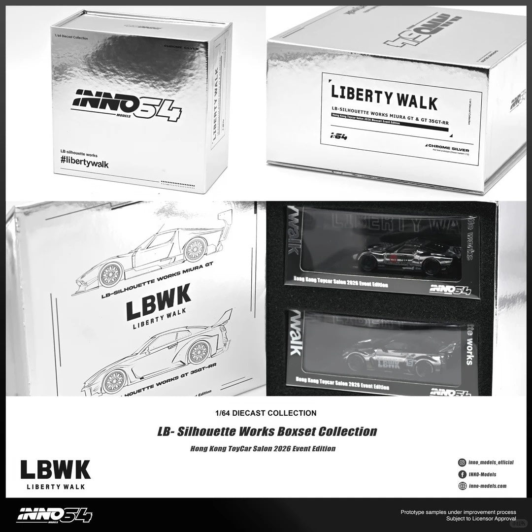 INNO64 1/64 LB-Silhouette Works Miura GT and 35GT-RR Chrome Silver Boxset