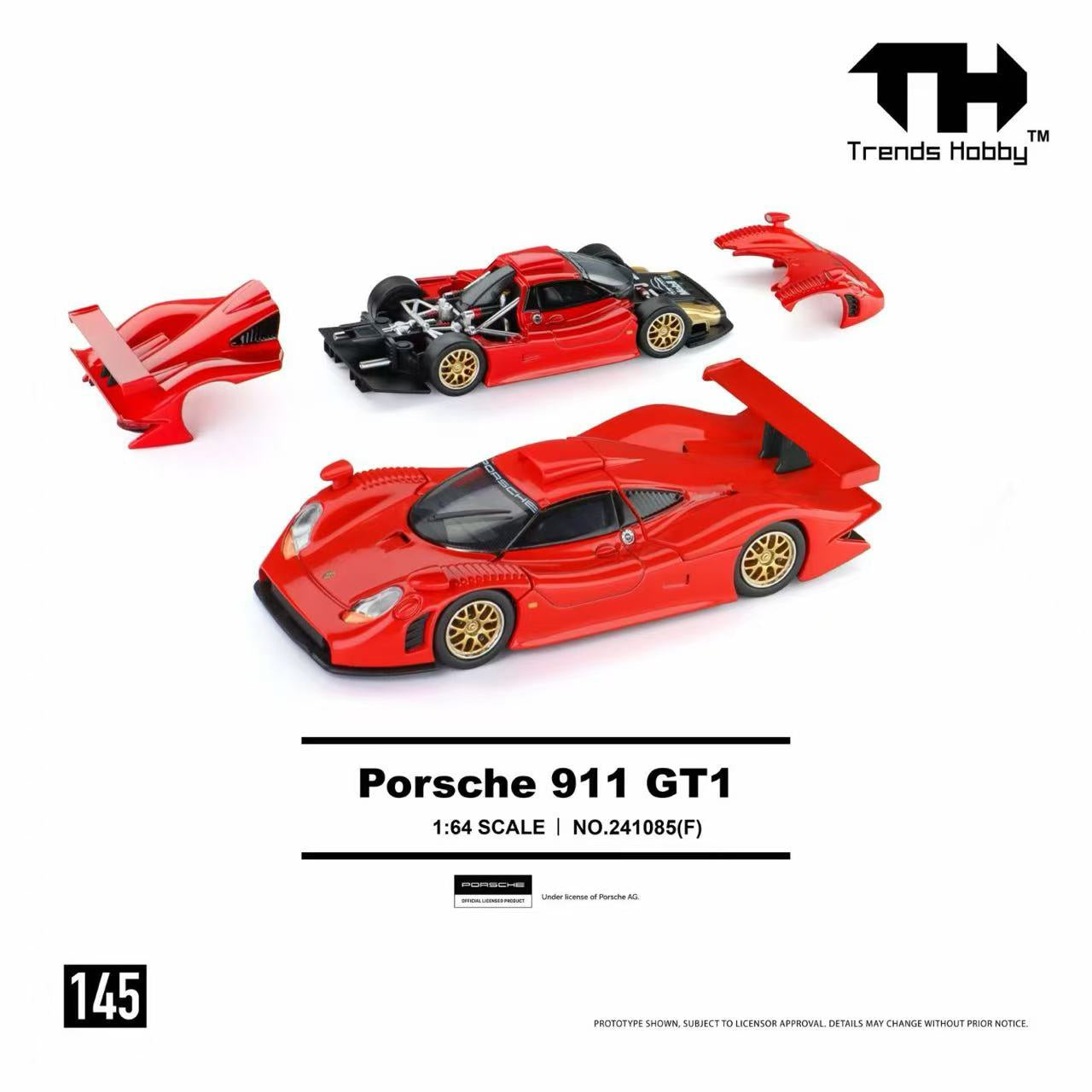 Trends Hobby 1/64 Porsche 911 GT1 1998 Red Preorder