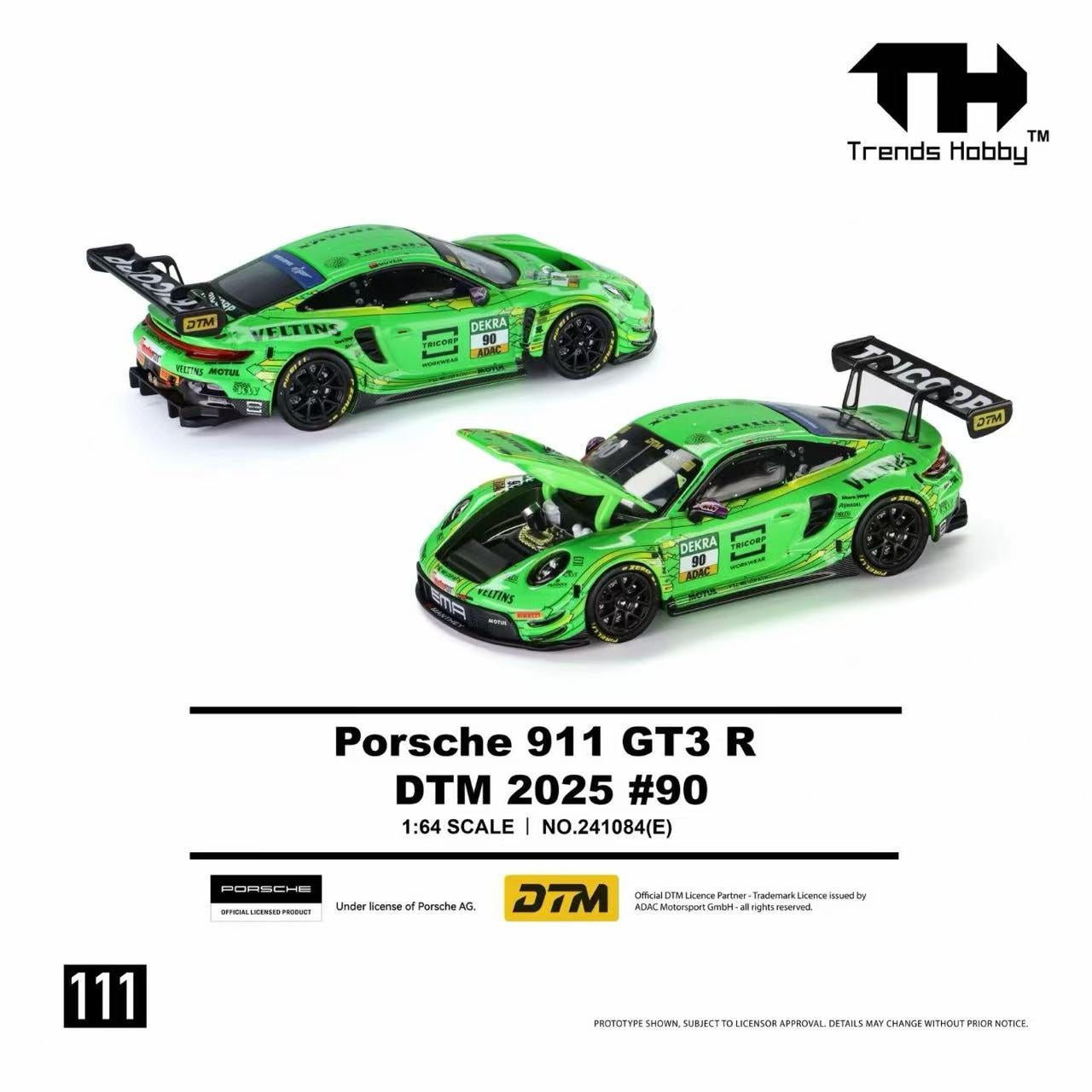 Trends Hobby 1/64 Porsche 911 GT3 R DTM 2025 No90 Green Preorder