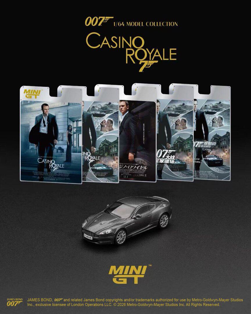 Mini GT 1/64 Aston Martin DBS 007 Casino Royale Gray Model Car Preorder