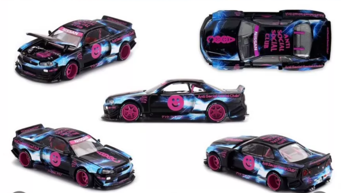 MINI GT x Kaido House Anti Social Social Club Nissan Skyline GT-R R34