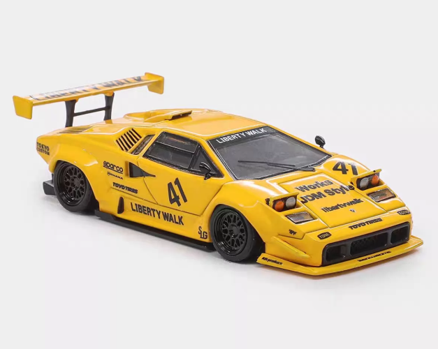 TopArt 1/64 LB-WORKS Lamborghini Countach LP500 Yellow