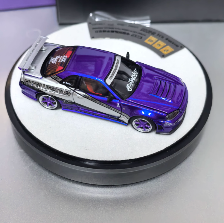 PGM 1/64 Nissan Skyline GT-R R34 HEC 2025 Candy Purple Silver