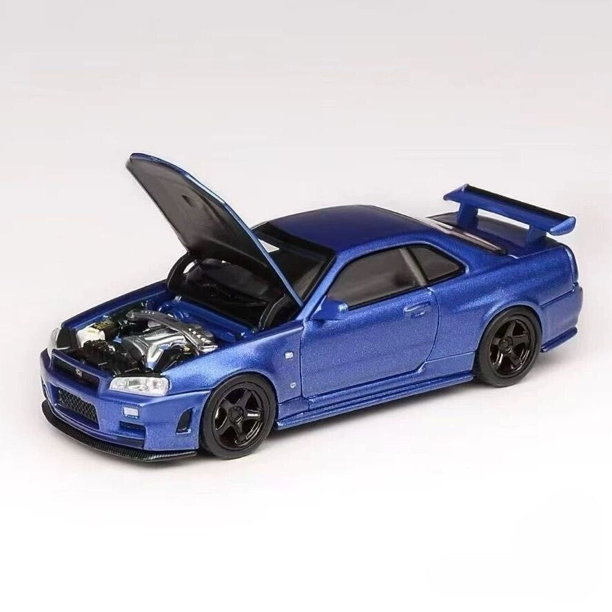 MotorHelix 1/64 Nissan Skyline GT-R R34 Z-Tune Bayside Blue Diecast