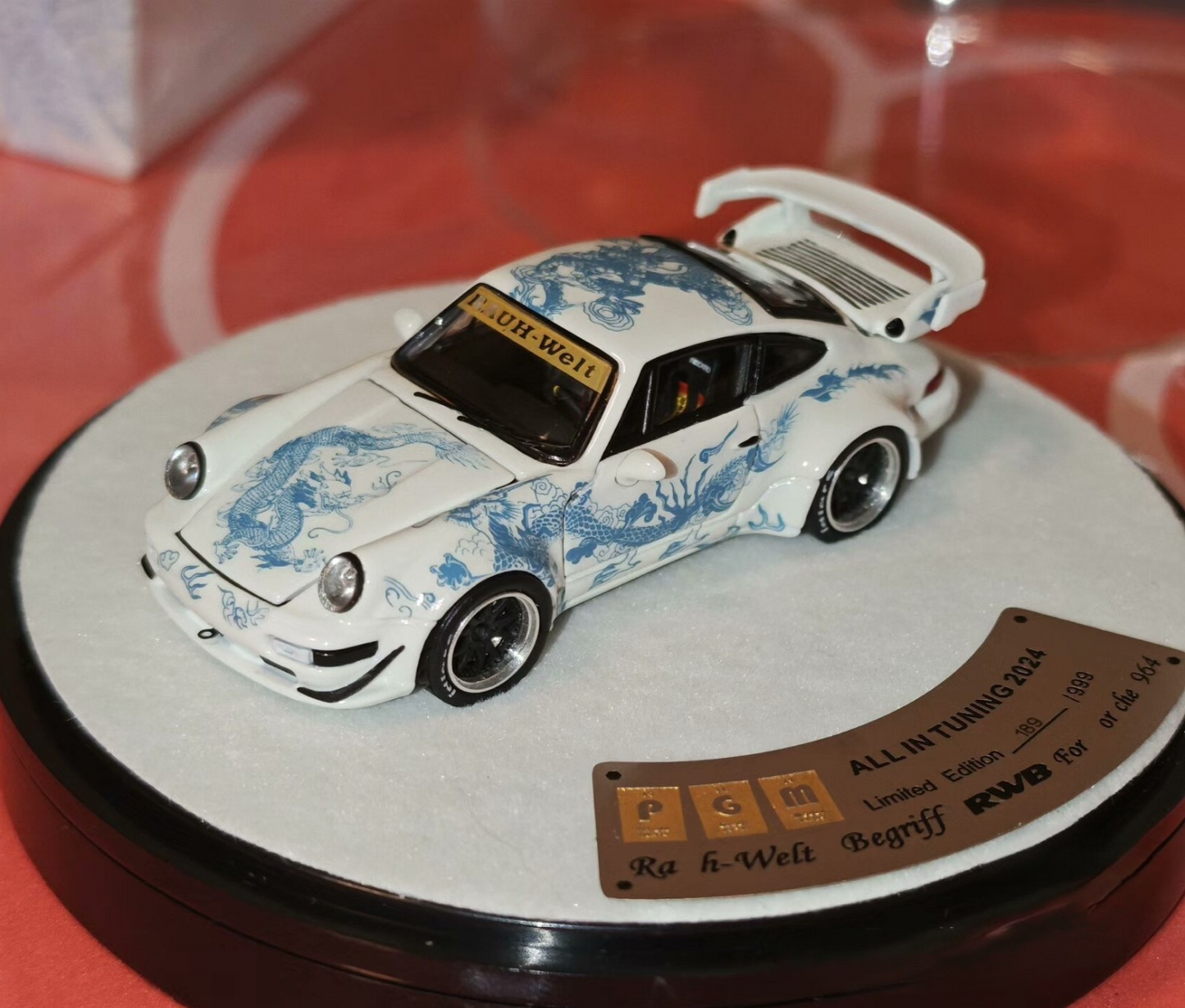 PGM RWB Porsche 964 White Dragon Limited 999pcs 1/64 Diecast Model Car