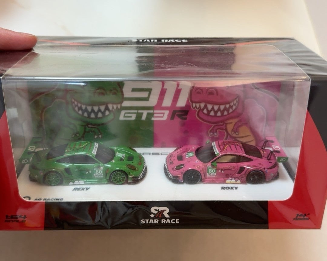 Star Race 1/64 Porsche 911 GT3 R ROXY Dino 2 Car Set Limited 999