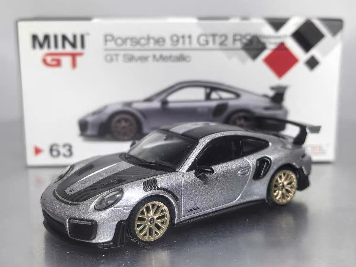 Mini GT Porsche 911 GT2 RS Weissach Package GT Silver Metallic 1/64