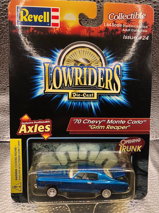 Revell 1:64 '70 Chevy Monte Carlo Lowrider "Grim Reaper" Blue Diecast