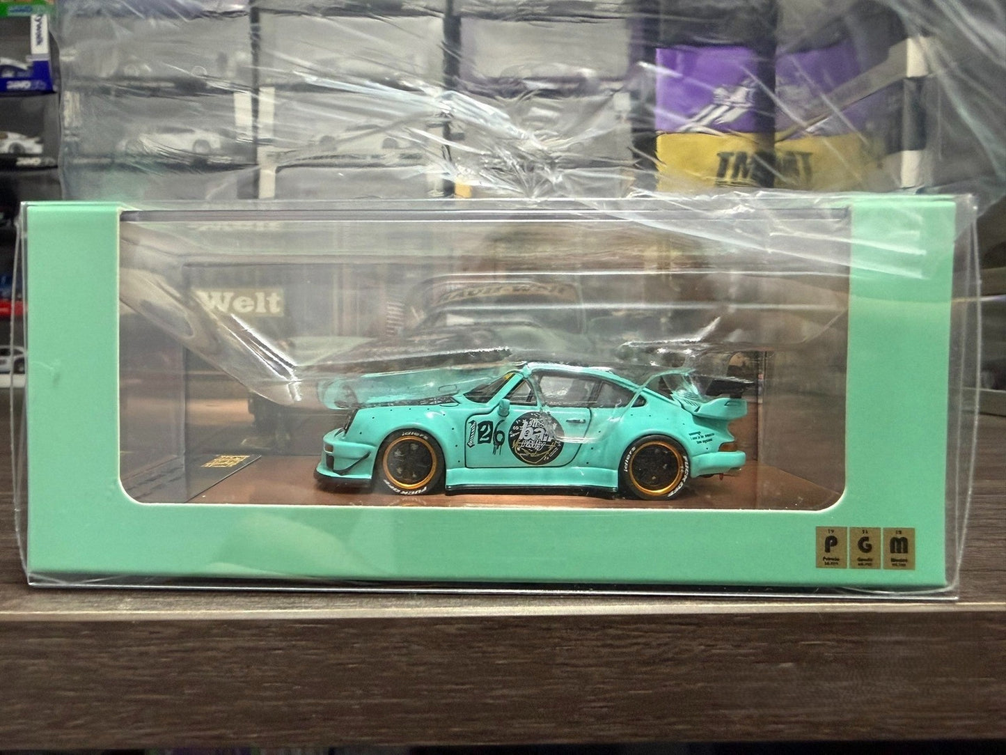 PGM 1/64 Porsche 930 RWB Tiffany Blue Smile Livery Limited 1500pcs