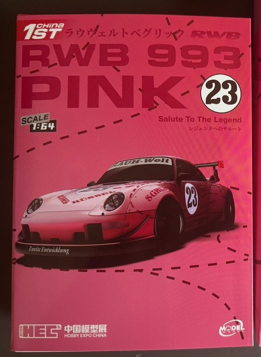 Model Model 1/64 Porsche RWB 993 Pink 23 Chrome Chase HEC Exclusive