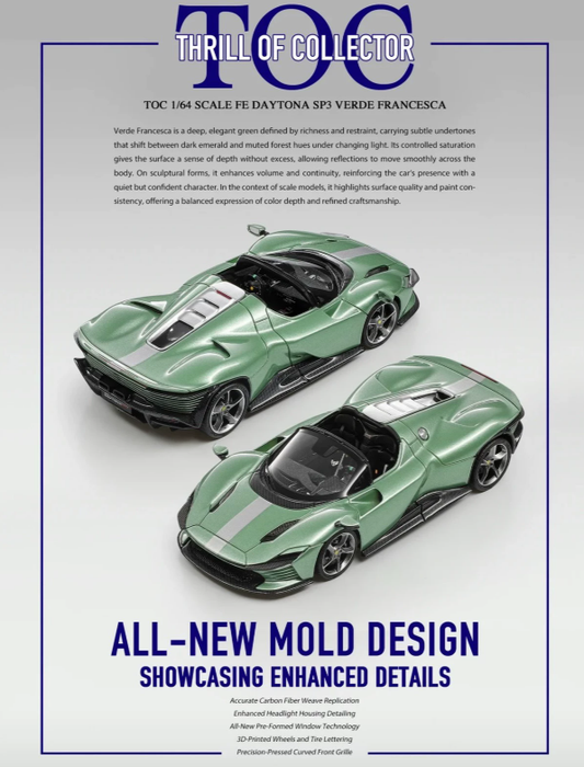 TOC 1/64 Ferrari Daytona SP3 Verde Francesca Resin Model