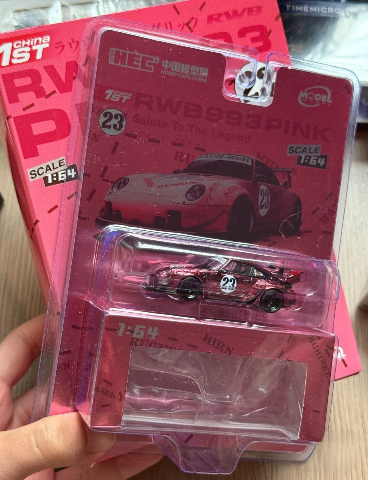 Model Model 1/64 Porsche RWB 993 Pink 23 Chrome Chase HEC Exclusive