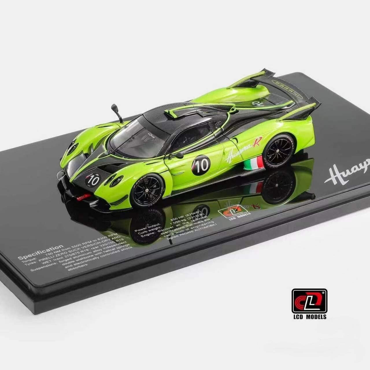 LCD Models 1/43 Pagani Huayra R Green Full Opening Diecast Model Preorder