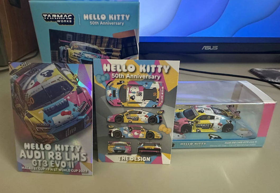 Tarmac Works 1/64 Audi R8 LMS GT3 Hello Kitty 50th Macau 2023