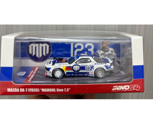 INNO 1/64 Mazda RX-7 FD3S MADBUL Gen 7.3 Rocket Bunny Red Bull