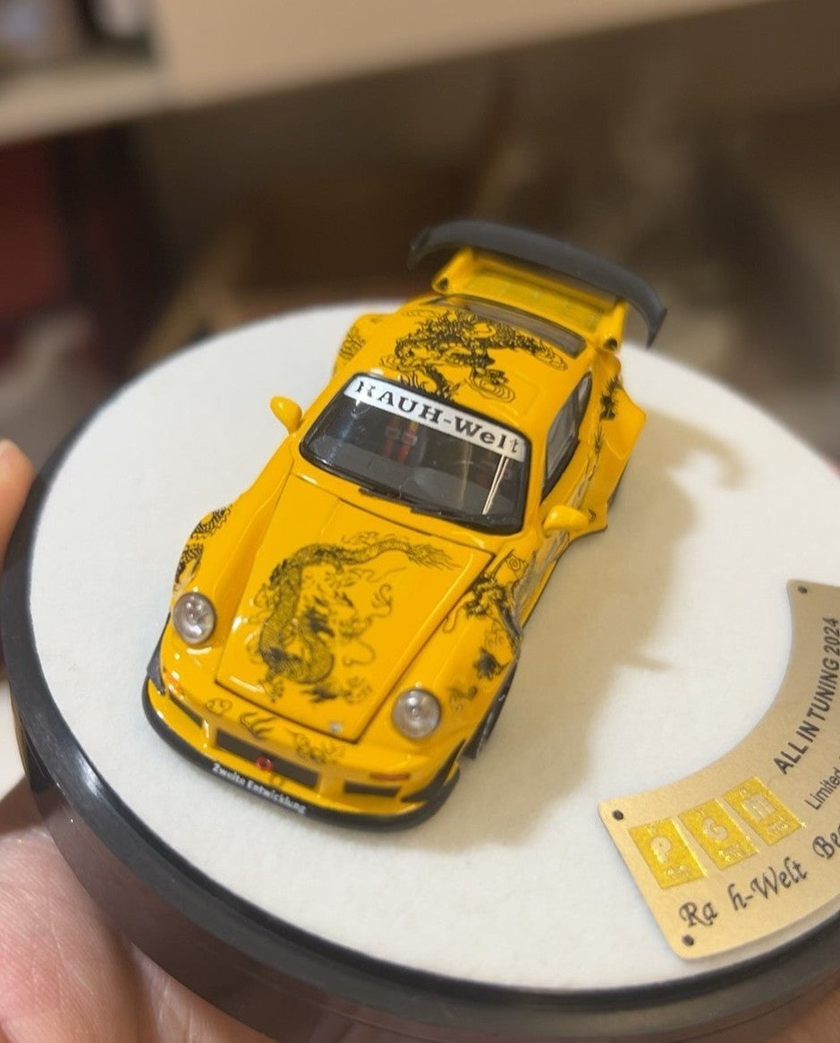 PGM RWB Porsche 964 Yellow Dragon Limited 999pcs 1/64 Diecast Model Car