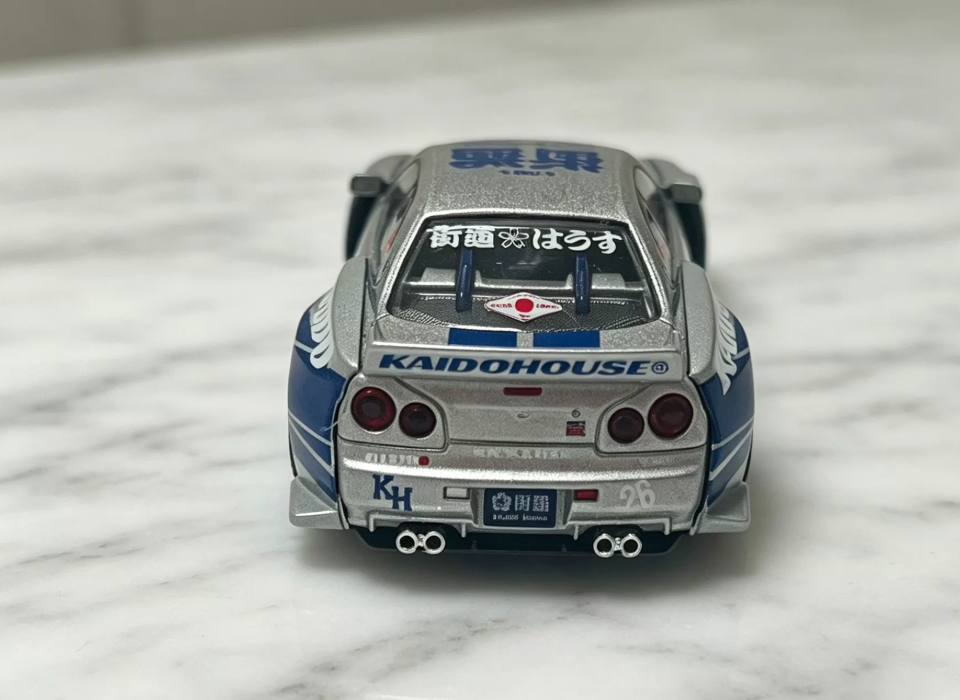 KAIDOHOUSE 1/64 Nissan Skyline GT-R R34 Malaysia Expo Silver Blue Diecast Model