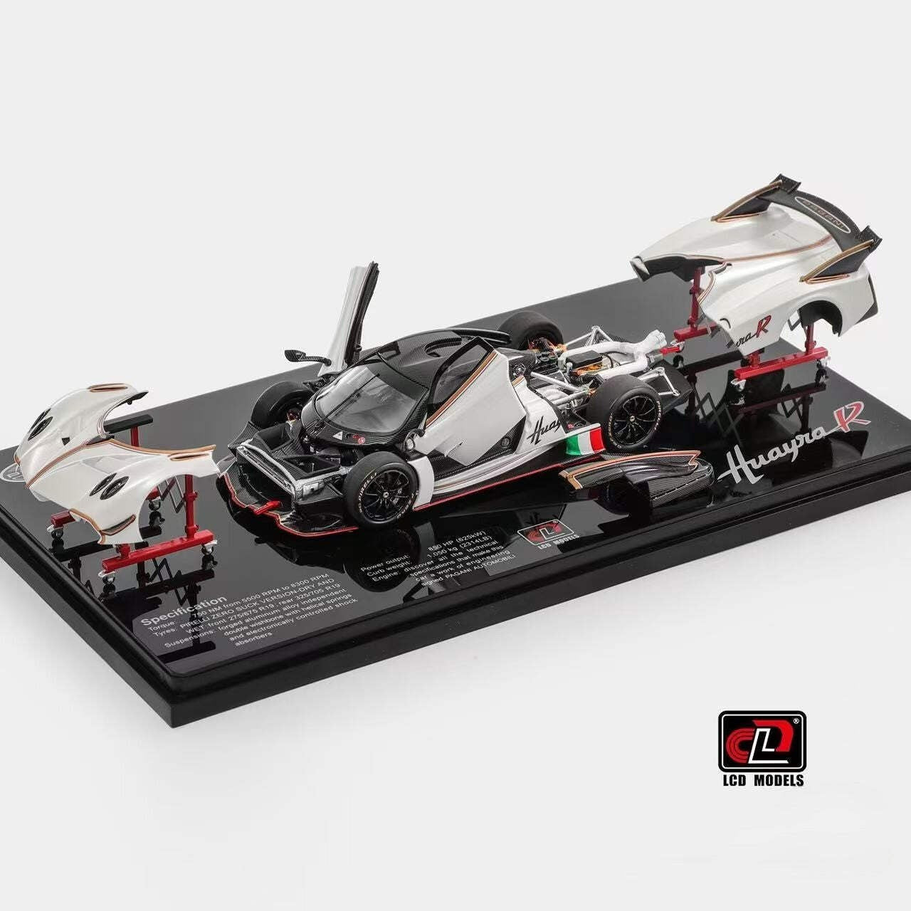 LCD Models 1/43 Pagani Huayra R Matte White Full Opening Diecast Preorder
