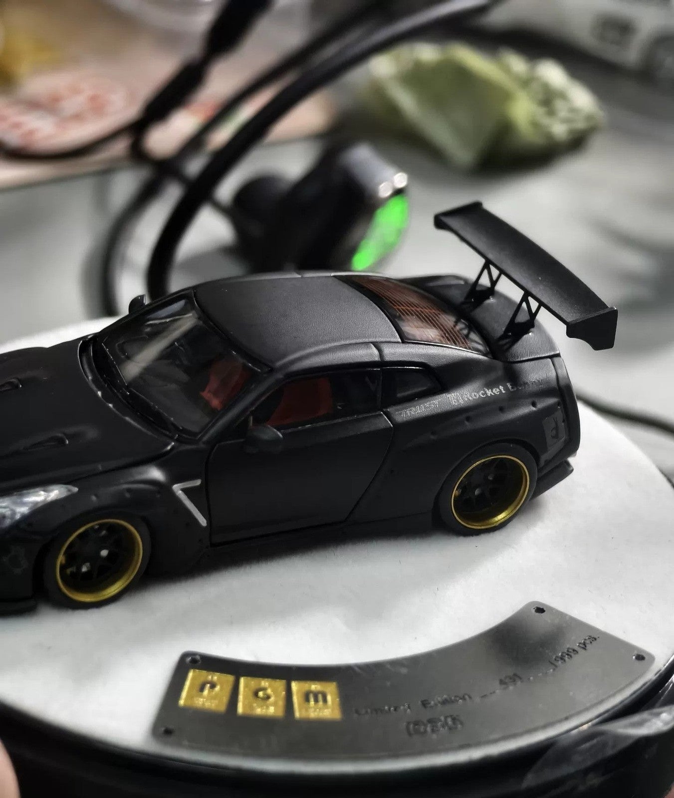PGM 1/64 Nissan GTR R35 Matte Black Deluxe – All-Open