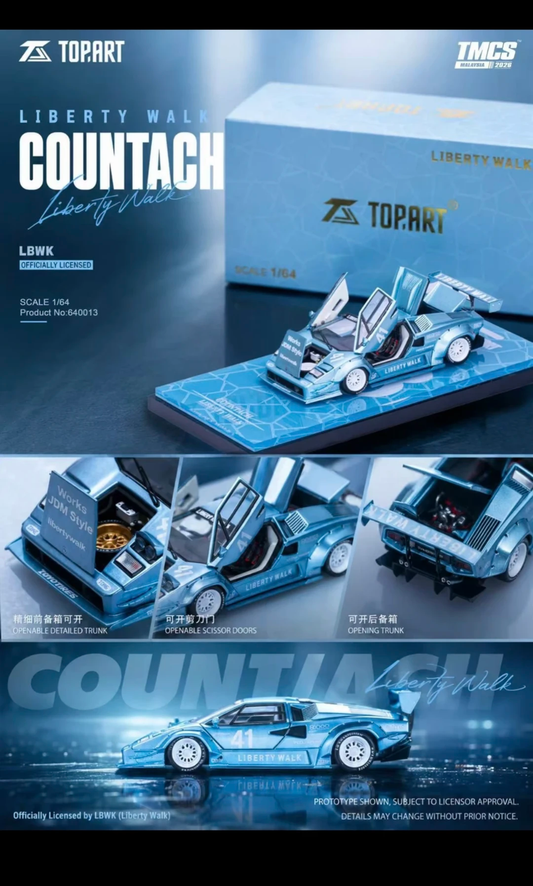 TOPART 1/64 LBWK Lamborghini Countach Ice Blue Exclusive Edition