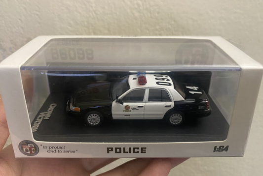1/64 Ford Crown Victoria Police Car Diecast LAPD Style Model GOC