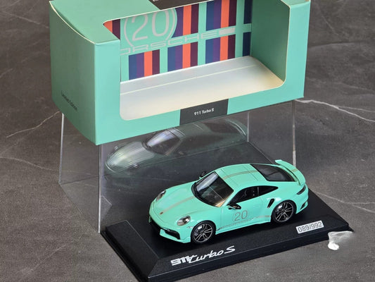 Minichamps 1/43 Porsche 911 Turbo S 992.1  20th Anniversary Mint Green