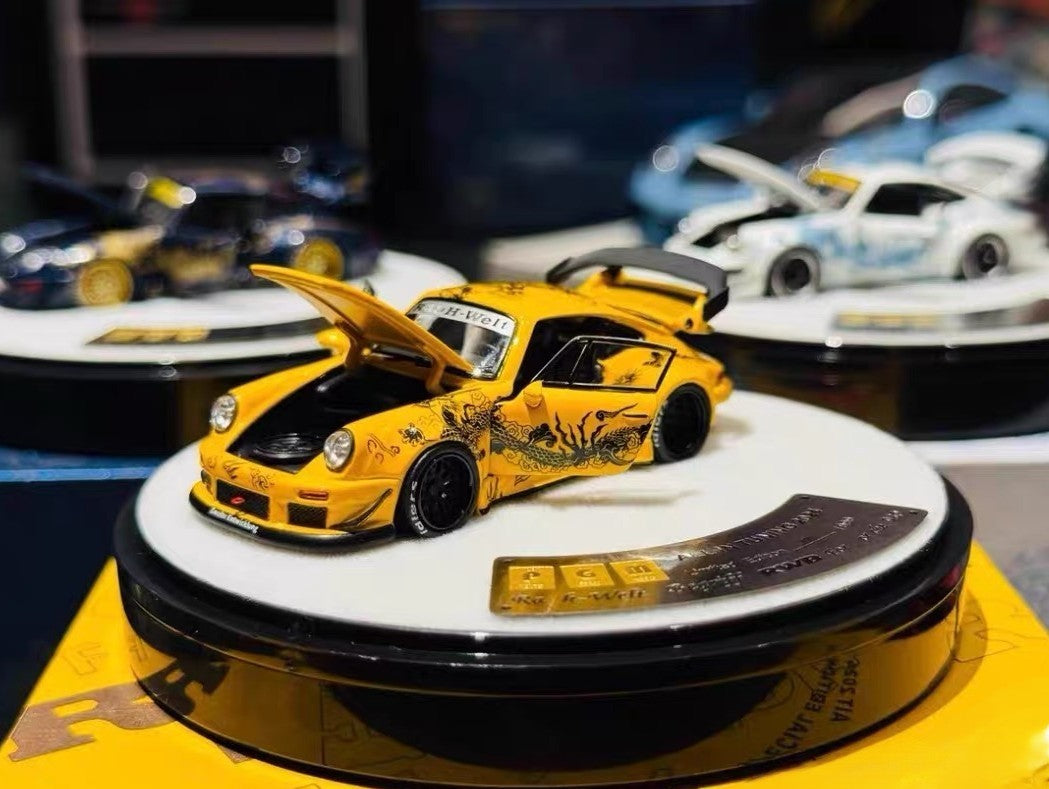 PGM RWB Porsche 964 Yellow Dragon Limited 999pcs 1/64 Diecast Model Car