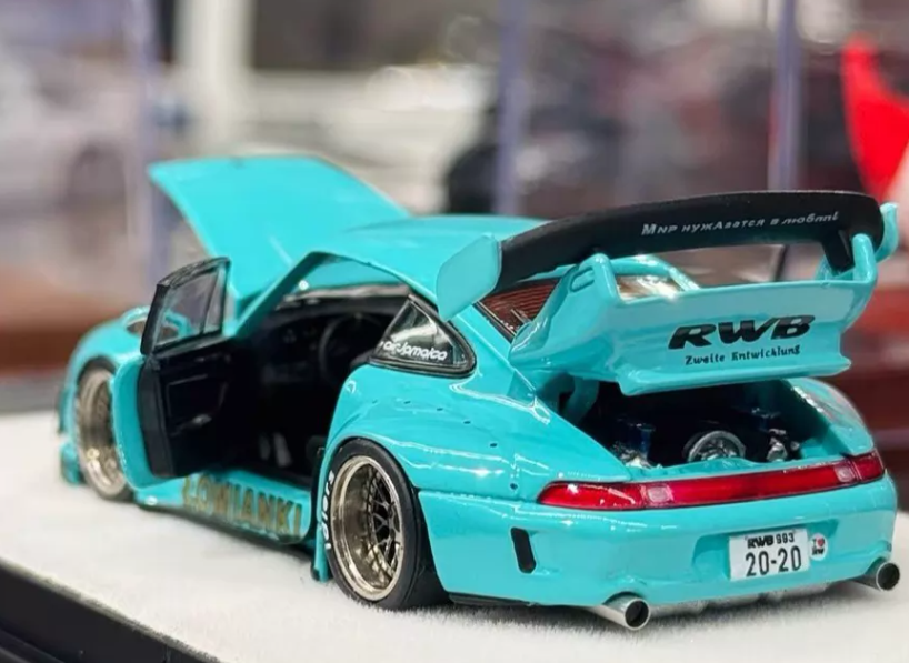 GM 1/64 Porsche 993 RWB Tiffany Blue Widebody All-Open