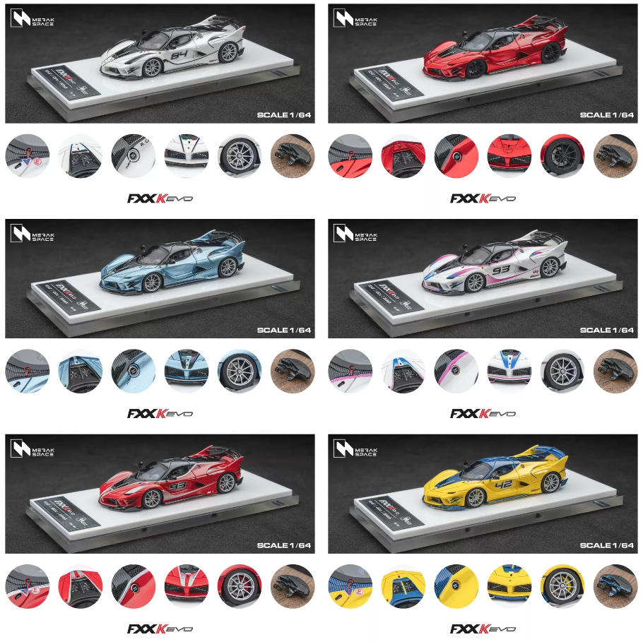 MerakSpace 1/64 Resin Ferrari FXX-K EVO 6 Color Options