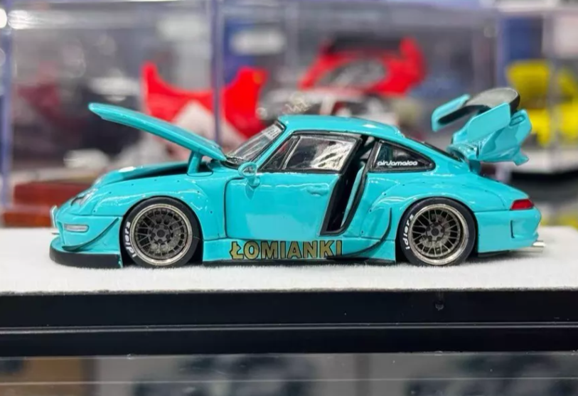 GM 1/64 Porsche 993 RWB Tiffany Blue Widebody All-Open