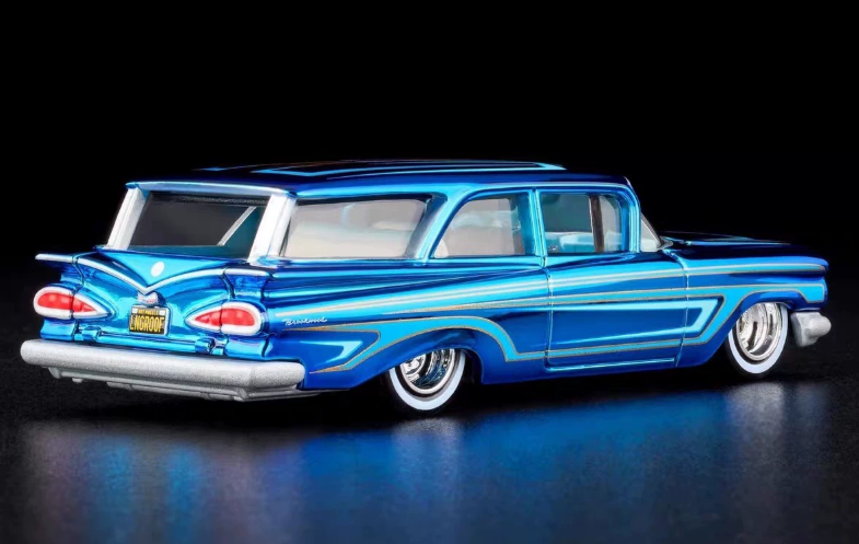 Hot Wheels RLC 1/64 1960 Chevy Brookwood Wagon Electro Blue Model