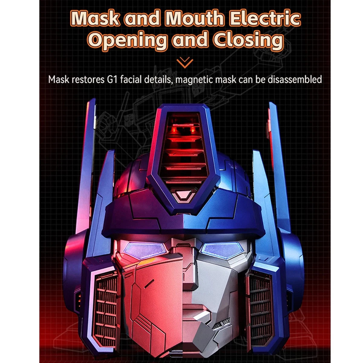Transformers G1 Optimus Prime Wearable Helmet LED Voice Control Electronic Mask