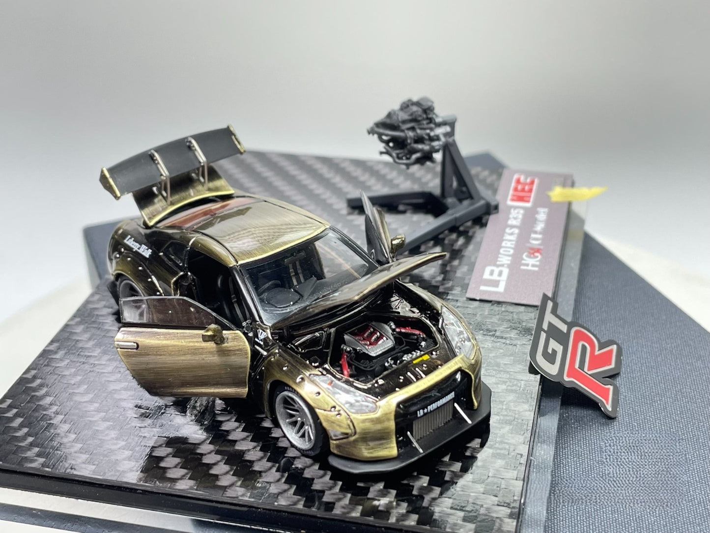 LB Works R35 GT-R Gold Chrome 1/64 Full Opening Diecast Model Limited 100