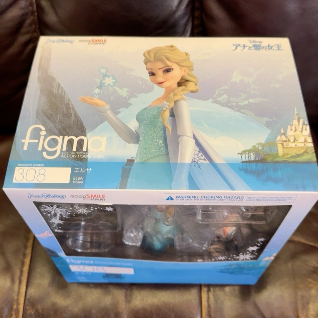 Disney Figma 308 Elsa Frozen Action Figure Max Factory + Olaf New Authentic
