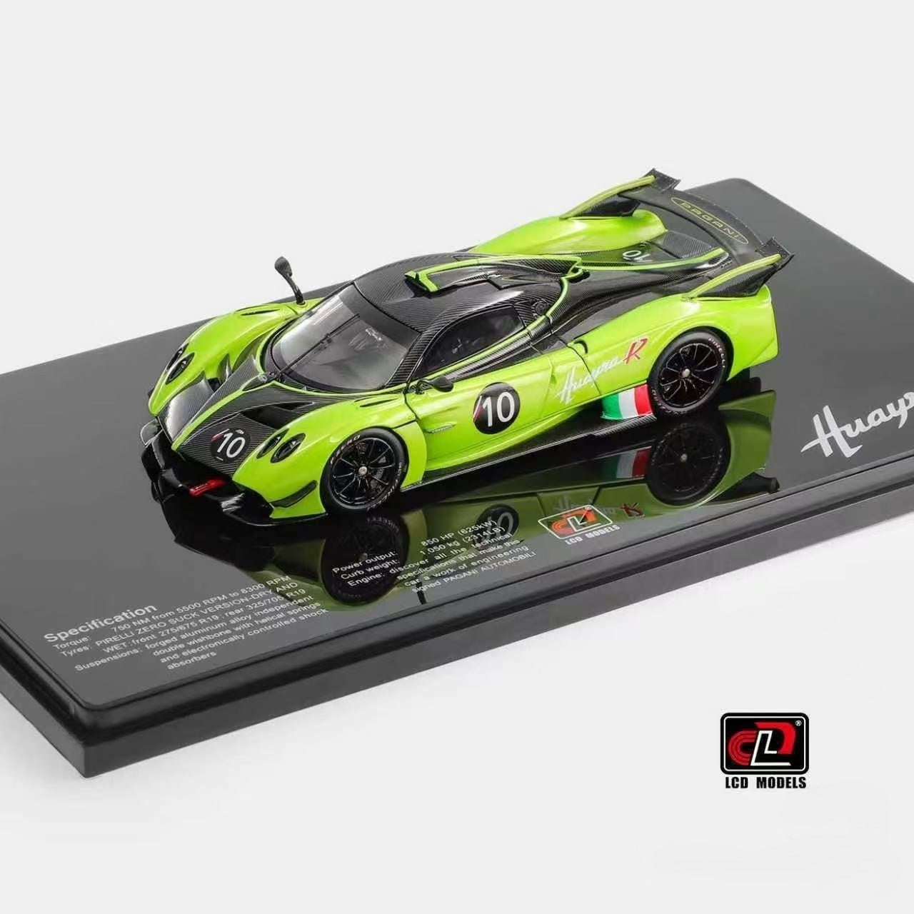 LCD Models 1/43 Pagani Huayra R Green Full Opening Diecast Model Preorder