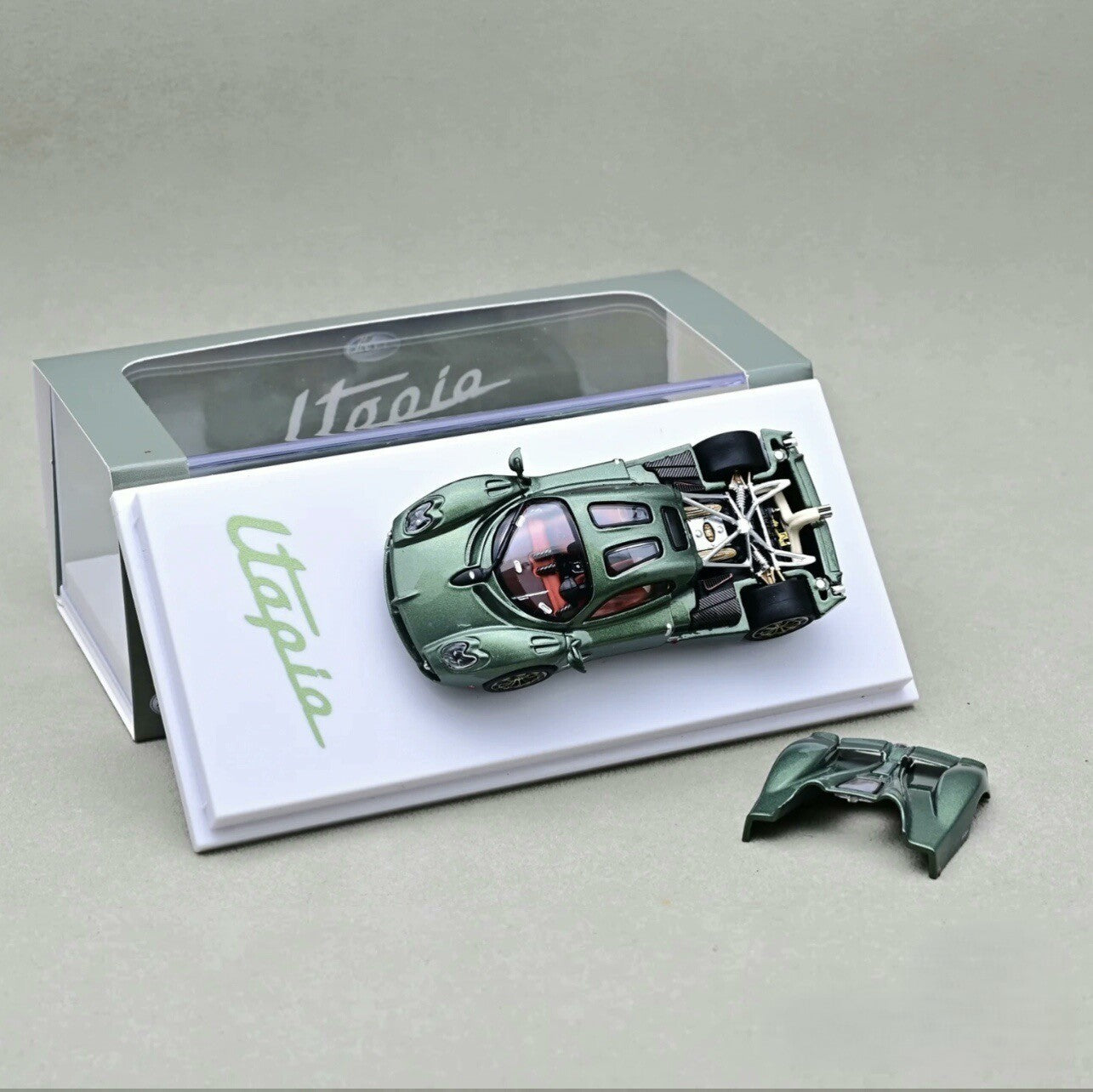 CM Model 1/64 Pagani Utopia Green Opening Engine Diecast Model Car
